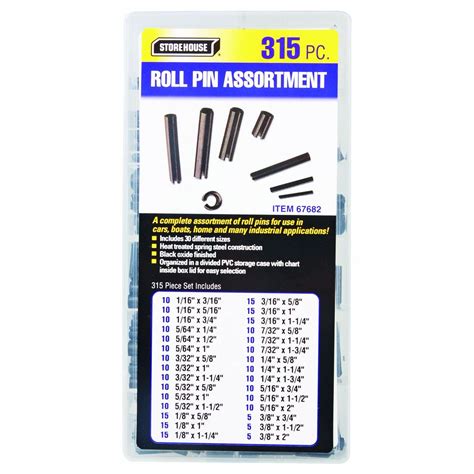 Roll Pin Assortment 315 Piece Piecings Pvc Storage Harbor Freight
