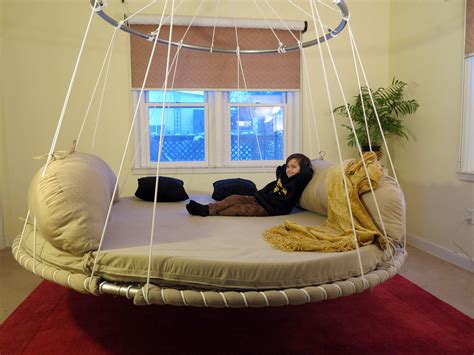 Advanced Design Floating Round Hanging Bed With Upper Ring For