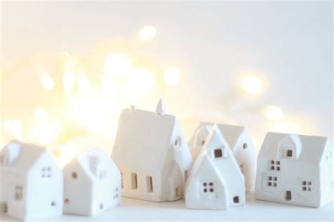 Ceramic White Christmas Village Of 6 Buildings English Etsy Uk