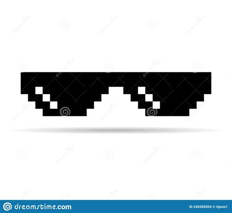 Fun Retro Pixel Sun Glass Icon Shadow Life Style Meme Sunglasses Thug Vector Illustration