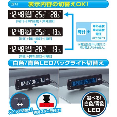 8周年記念イベントが セイワ Seiwa 電波時計車内外温度計電圧サーモ電波クロック