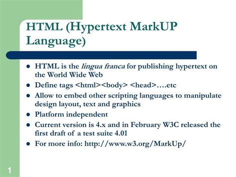 Ppt Html Hypertext Markup Language Powerpoint Presentation Free