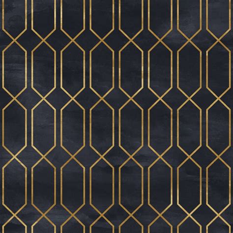 Art Deco Geometric Black And Gold Wallpaper Removable Peel