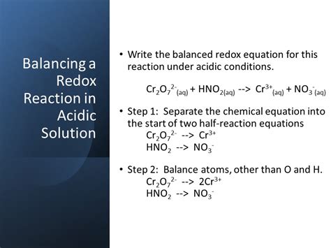Balancing Redox Reactions Using Half Reactions Grade 12 Chemistry Power