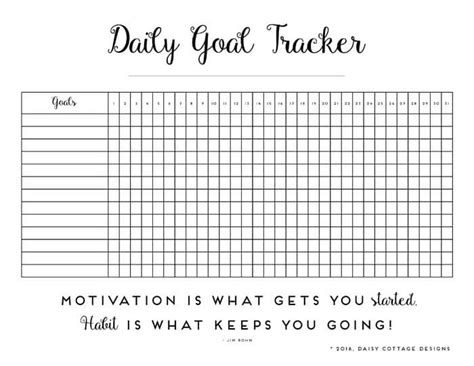 Daily Habit Tracker A Printable Goal Tracker Daisy