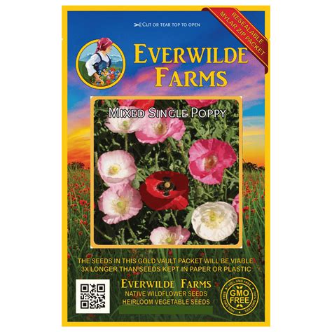 Everwilde Farms 2000 Mixed Single Poppy Garden Flower Seeds Gold