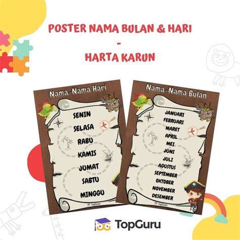 Two Posters With The Words Poster Nama Bulan And Hari
