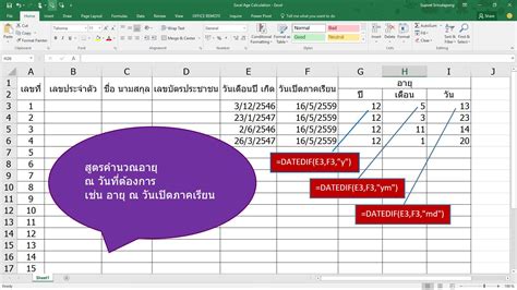 สูตร Excel คำนวณอายุ อายุงาน... - Thailand Mrst in Education | Facebook
