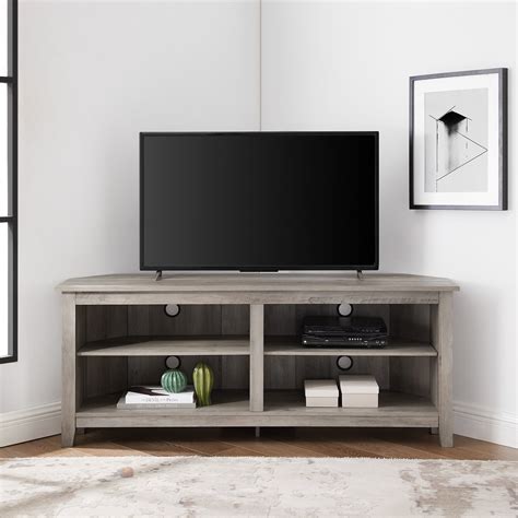 Walker Edison Corner Tv Stand Console For Tvs Up To 64 Grey Wash