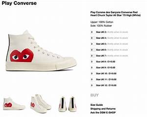 Top 30 Images Converse Comme Des Garcons Size Chart In Thptnganamst
