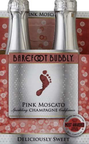 Barefoot Mini Bubbly Pink Moscato Champagne Sparkling Wine 4 Bottles