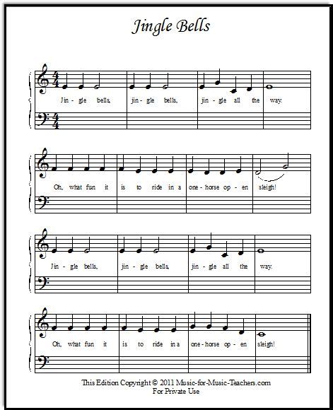 Jingle Bells Sheet Music For Beginner Piano Students Beginner Piano
