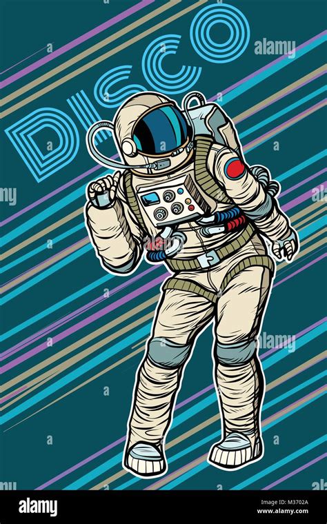Astronaut Dancing Disco Funny Pop Art Retro Comic Book Vector Cartoon Hand Drawn Illustration