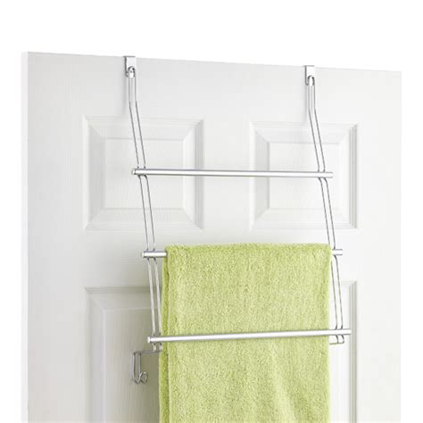 Has a dual rail that provides space for multiple towels to dry. Classico Over the Door Towel Rack | The Container Store
