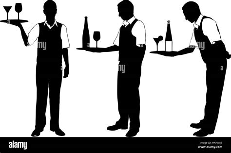 Set Of Different Waiters With Trays Isolated Stock Vector Image And Art