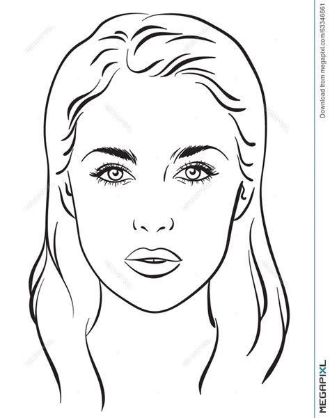 Outline Female Face Template