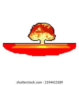 Nuclear Explosion Pixel Art Vector Illustration 库存矢量图免版税2194413189