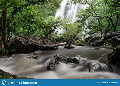 Beautiful Waterfall Deep In The Tropical Forest Stock Photo Image Of