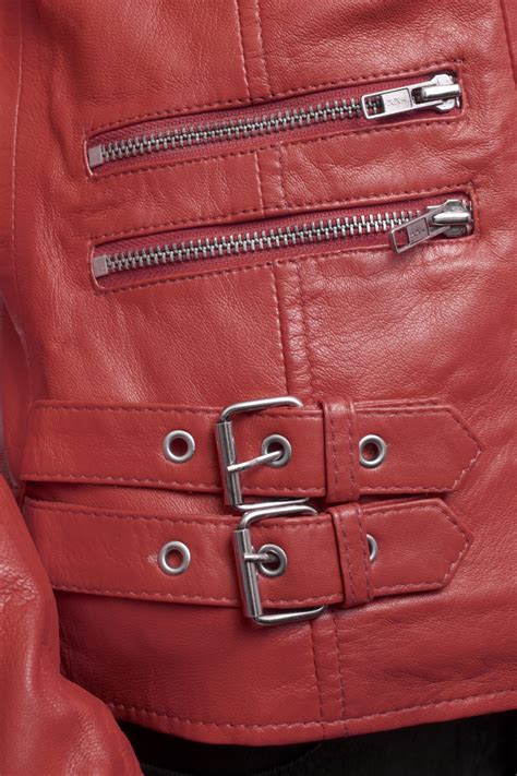 Ladies Red Leather Biker Jacket Radford Leather Fashions Quality