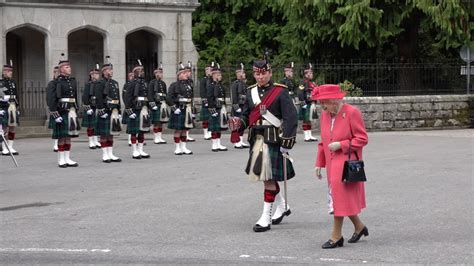 The Queen Inspects The Royal Guard From 5 Scots Outside Balmoral Castle