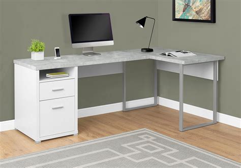Versatile White And Cement 79 Corner Office Desk W Drawers