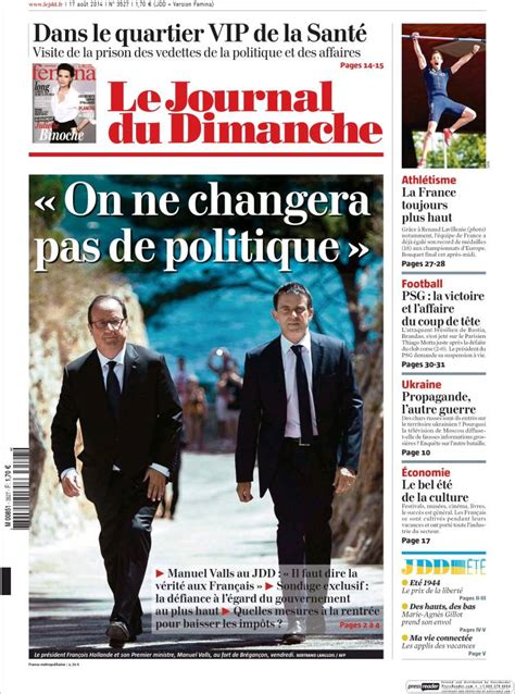 Journal Le Journal Du Dimanche France Les Unes Des Journaux De