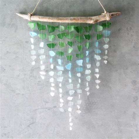 Sea Glass And Driftwood Mobile By Therubbishrevival On Etsy Driftwood Mobile Ombre Wall Boho