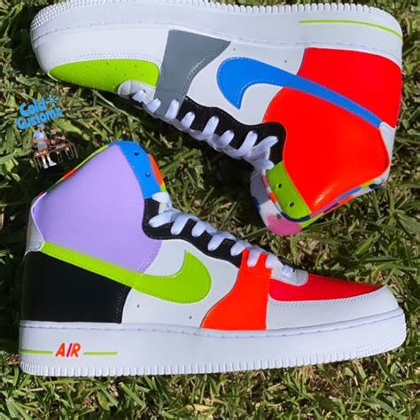 Custom Nike Air Force 1 High “neon Multi Color” Cold Society