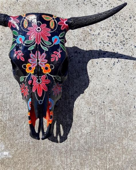 Hand Painted Steer Skulls Beautiful Bespoke Uniquely Etsy Painted