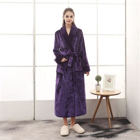 Winter Women Men Thick Warm Long Kimono Bathrobe Flannel Plus Size Bath