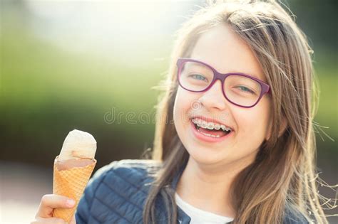 Girl Teen Pre Teen Girl With Ice Cream Girl With