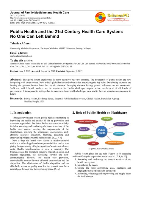 Pdf Public Health And The 21st Century Health Care System No One Can