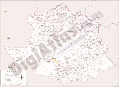 Cáceres Mapa Provincial Con Municipios Y Códigos Postales