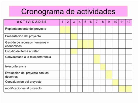 Cronograma De Actividades En Excel