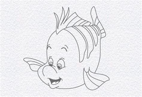 How To Draw Flounder From The Little Mermaid Step 6 Drawings The