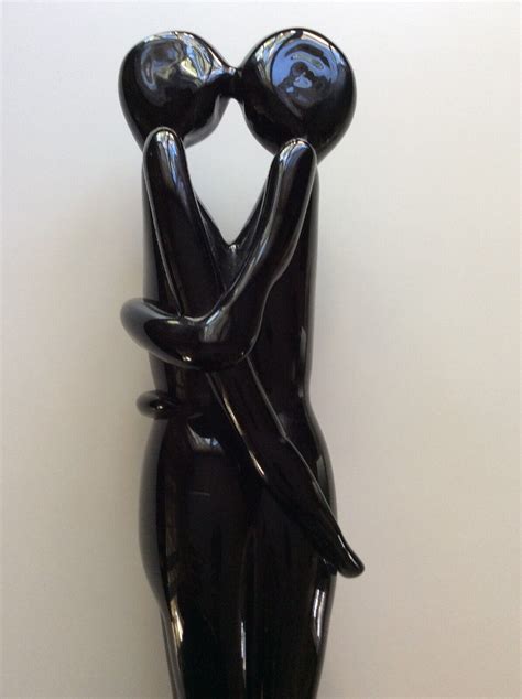 Black Porcelain Nudes Embracing Sculpture Statue Ebay