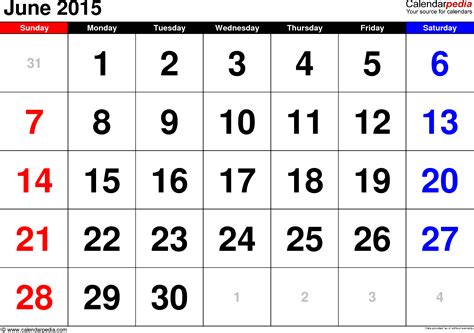 June 2015 Calendar Templates For Word Excel And Pdf