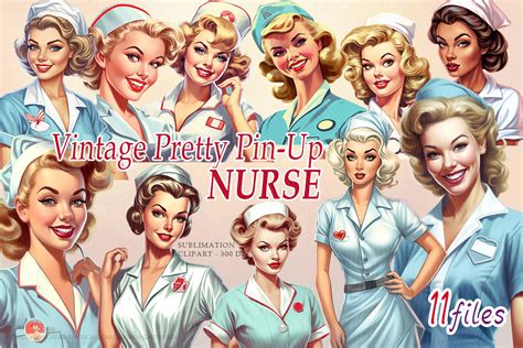 Vintage Nurse Pretty Pin Up Sublimation Graphic By Qart Design
