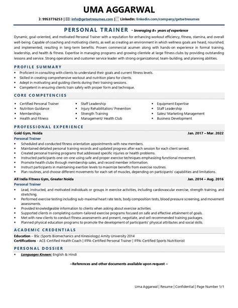 Personal Trainer Resume Examples And Template With Job Winning Tips