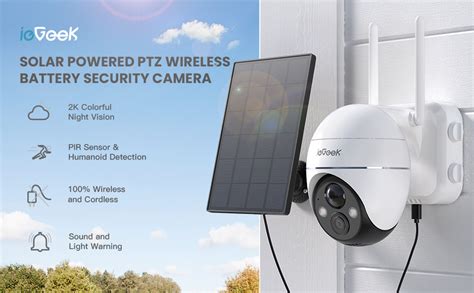 Iegeek 2k 360° Solar Security Camera Outdoor With Color Night Vision