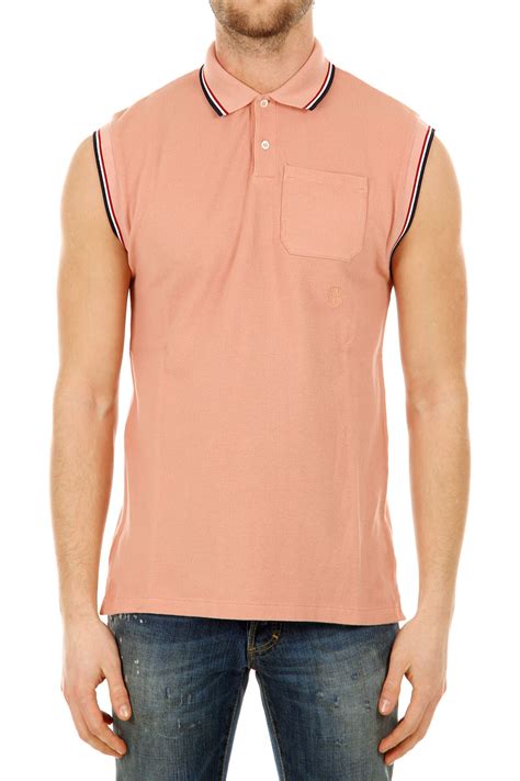 Balmain Men Sleeveless Pink Polo Shirt Spence Outlet