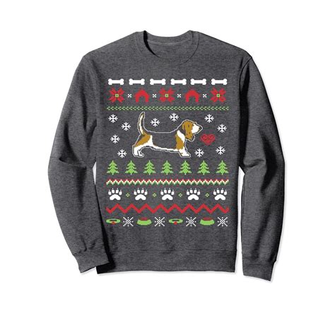 Basset Hound Dog Ugly Christmas Sweater Xmas Ln Lntee