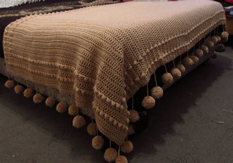Crochet Bedspread With Pom Poms X Measurements