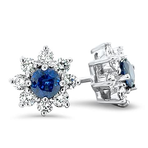 Estate Blue Sapphire Diamond Halo Stud Earrings Underwoods Jewelers