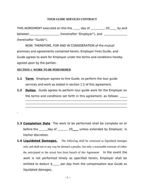 Tour Guide Contract Template Form Fill Out And Sign Printable Pdf