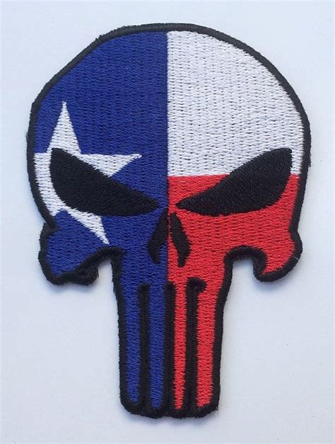 Punisher Skull With Texas Flag Patch American Tactical Embroidered Iron