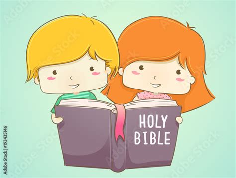 Kids Read Holy Bible Illustration Stock Vector Adobe Stock