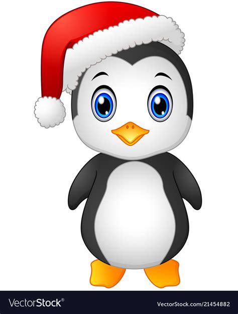 Christmas Penguin With Santa Hat Royalty Free Vector Image