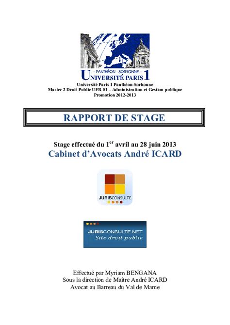 Rapport De Stage Cabinet D Avocat Exemple Rapport De Stage Avocat Le