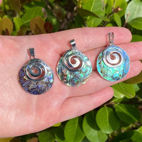 Abalone Shell Donut Pendant | Silver Brass | Natural Gemstone Focal Bead Pendant | Sold ...